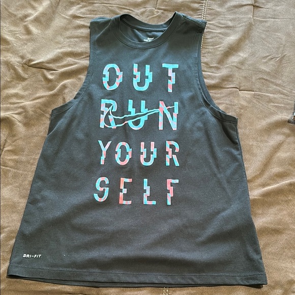Nike Black Tank Top with Colorful Text - Picture 1 of 3
